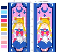 two cross stitch bookmarks with sailor and princesses on them