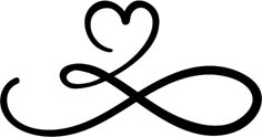 an infinite love symbol with a heart in the middle and two intertwined hearts above it