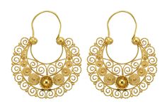 We show you a pair of victorian earrings in filigree gold in the typical semicircle mediterranean shape ( in Italian is called navicella = small ship ). The filigree is very detailed and knotty, typical of Sardegna old jewellery tradition. 14K gold (touchstone tested). From Sardegna, half of the 19th century. They are in perfect condition. - Size cm. 4,5. - Weight: gr. 8,7 Traditional Yellow Gold Earrings With Historical Design, Ornate Gold Earrings With Historical Design, Ornate Historical Design Earrings, Yellow Gold Filigree Plug Earrings, Gold Earrings With Historical Design For Wedding, Antique Filigree Earrings, Antique Round Filigree Earrings, Brass Filigree Hoop Earrings For Wedding, Victorian Filigree Round Earrings