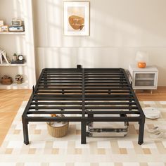 PRICES MAY VARY. IDEAL SIZE DESIGN - The size of the full size bed frame: 53.4" x 74.5", Suitable Mattress: 54" x 75". Maximum weight capacity of this full bed frame: 3500 lbs. There is 12.4 inches from the floor, which provides enough space for storing boxes, clothes, toys, quilts, etc. NOISE ELIMINATION - No Box spring needed for the full size platform bed frame. Rubber cushion of the bed full size frame is good for noise elimination, Every bed legs designed with anti-scratch gaskets to protect your fancy floor and provides you with a peaceful sleep. The full bed frame metal is completely simple style. This full platform bed frame is the prefect choice for residence bedroom, guest rooms, dormitories, apartments and short visiting families or friends. MATTRESS NON SLIP GASKETS PREPARED - Bedroom Guest Rooms, Storage Bed Frame Queen, Full Size Metal Bed Frame, Black Queen Bed, Bed Full Size, Bed Frame Platform, Bed Frame Metal, Queen Metal Bed, Black Metal Bed Frame