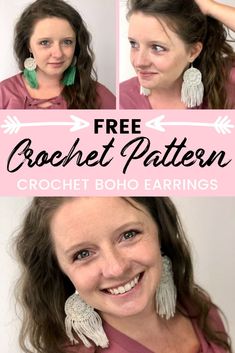 the instructions for how to make crochet tasseled earrings with free pattern