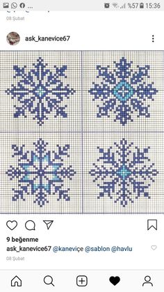 the cross stitch snowflakes are being displayed on twitter