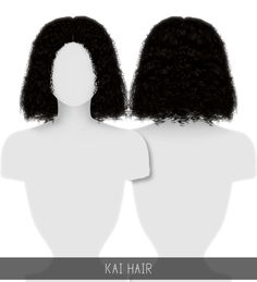 two mannequins with long black hair on them, one is facing the camera