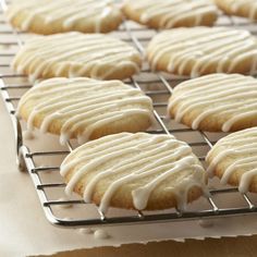 iced cookies with icing on a cooling rack