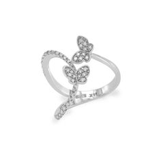 Effy Women's 14k White Gold Diamond Butterfly Ring Type: Ring Top: 20 Mm Band Width: 16 Mm Metal: White Gold Metal Purity: 14k Hallmarks: Effy 14k Total Weight: 4.1 Gram Size: 7.5 Condition: Per Owned Stone Type: Diamond Diamond Butterfly Ring, Diamond Butterfly, Butterfly Ring, Ring Pictures, Effy Jewelry, Types Of Rings, Top 20, Ring Size 7, Womens Jewelry Rings