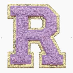 the letter r is made up of purple and yellow flowers on it's sides