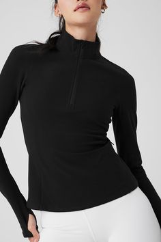 Fitted and ready for making moves. The Alosoft ½ Zip Rapid Pullover, made from velvety soft & breathable Alosoft, features invisible side zip pockets and elevated seams that contour the body for a perfect fit. Take it to the pavement with Alo performance leggings. ½ Zip, ultra-contouring pullover Velvety, breathable Alosoft Designed & uniquely fit to flatter every size Wear-tested by our in-house team for the perfect fit Beginners Running, Yoga Sweatshirt, Yoga Hoodie, Gray Accessories, Running Humor, Cropped Zip Up, Half Zip Hoodie, Workout Fits, Yule Decorations