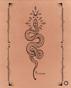 a drawing of a snake on a card