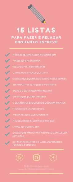 a pink poster with the words 15 listas para segurer relaxar enquanto