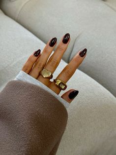 Nails Inspo Fall 2024, Nail Inspiration Fall 2024, Nails 2024 Autumn, Fall Nail Inspo 2024 Almond, Nails Fall 2024, Bella Hadid Nails, Fall Nails 2024 Brown, Dark Brown Nails, Autom Nails 2024