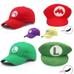 four different colored hats with the letter j on one side and an i on the other