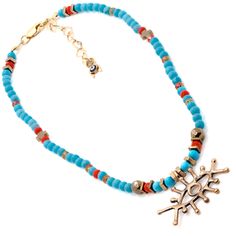 The Turquoise Guardian Necklace is a colorful and stylish addition to any look. I combined natural handmade turquoise beads, an evil eye charm for spiritual energy and protection, and the orange crystal beads add a pop of color with the contrast. Turquoise dispels negative energy and is known as a purification stone. It balances and aligns all chakras and helps achieve inner calm and reduce mood swings. Turquoise can also attract romantic love and is a symbol of friendship. The Evil Eye is a pro Bohemian Turquoise Beaded Bracelets With Evil Eye, Friendship Symbols, Hamsa Charm, Orange Crystals, Spiritual Energy, Stone Beaded Necklace, Heart Chain, Red Turquoise, Eye Pendant