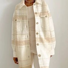 Nwot Aritzia Wilfred Free Ganna Shirt Jacket Cream Plaid Alpaca Wool S Ganna Jacket Aritzia, Aritzia Ganna, Ganna Shirt Jacket, Ganna Jacket, Aritzia Jacket, Aritzia Tna, Pet Peeves, Wool Shirt, Thick Sweaters