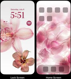 two cell phones side by side with the same phone number and flower design on them