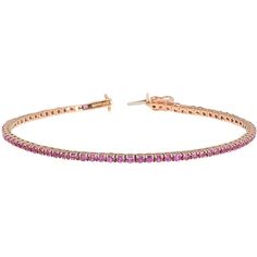 Sofer Jewelry - Pink Sapphire Tennis Bracelet in 14K Rose Gold Luxury Pink Diamond Bracelet For Anniversary, Pink Gold Formal Fine Jewelry Bracelets, Rose Gold Gemstone Bracelet In Fine Jewelry Style, Luxury Rose Gold Bracelet With Prong Setting, Elegant Pink Gold Jubilee Bracelet, Luxury Rose Gold Gemstone Bracelets, Classic Rose Gold Gemstone Bracelets, Elegant Rose Gold Bracelets With Gemstones, Luxury Pink Gold Bracelet For Formal Events