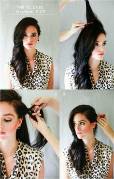 Side braid with remainder unruly Long Hair To The Side Styles, Side Hairstyle Tutorial, Side Swipe Hair Hairstyles, Sided Hairstyle, Elegant Hairdo, Braid Prom, Hairstyle Bridesmaid, Side Hairstyle, Braided Side