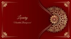 a red and gold background with an intricate design