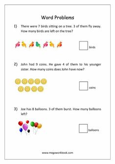 the worksheet for word problems is filled with balloons and balloons, which can be used