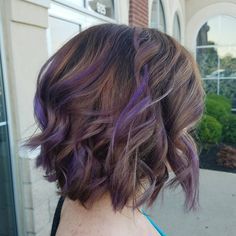 Subtle Purple Hair, Purple Hair Streaks, Short Brown Hair