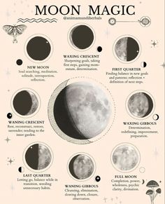 Lunar Birth Phase, New Moon Illustration, Witchcraft Journal, Lunar Magic, Moon Phase Calendar, Moon Rituals