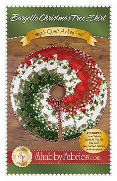 a quilted christmas tree skirt is shown on a wooden surface with the words, simple quilt as you can