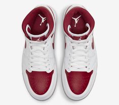 WMNS Air Jordan 1 Mid "Reverse Chicago" White Pomegranate, Jordan Model, Jordan 11 Retro Low, Womens Air Jordans, Jordan 11 Retro, Air Jordan 6, Air Jordan 11, Red Design, Gorgeous Shoes