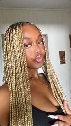 Colored Knot Less Braids, Braids Blonde, Hair Styles Braids, Blonde Box Braids, Styles Braids, Big Box Braids Hairstyles, Birthday Hairstyles, Box Braids Hairstyles For Black Women