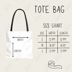 Tote Bag Size Chart, Bag Size Chart, Bag Size Guide, Tote Bag Mockup, Tote Bag Size, Neutral Background, Bag Mockup, Mockup, Size Guide