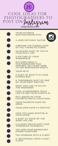 20 Cool Ideas For Photographers To Post On Instagram- Besides Their Own Work!. #cover #instagram #post Instagram Posting Ideas Photography, Content For Photographer On Instagram, Social Media Content For Photographers, Instagram For Photographers, Instagram Story Ideas For Photographers, Photographer Post Ideas, Content Ideas Photographer, Photography Blog Post Ideas, Photography Post Ideas