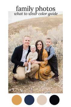 a family posing for a photo in the desert with their baby and toddler boy