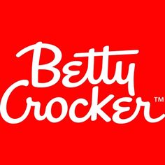 the betty crocker logo is shown on a red background with white lettering that reads'betty crocker '