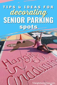 painted senior parking space Senior Parking Spot Painting Tips, How To Paint A Senior Parking Spot, Decorate Parking Spot, In My Senior Era Parking Spot, Decorate Parking Spot Chalk, Easy Painted Parking Spots, Senior Parking Spaces Chalk Easy, High School Painted Parking Spots, How To Paint Senior Parking Space