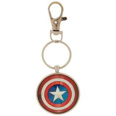 a captain america shield keychain with a star on the front and back side