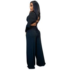 Solid Color Backless Wide Leg Pants Set Wide Leg Jumpsuits For Going Out In Spring, Stretch Wide Leg Jumpsuits For Fall, Stretch Wide Leg Jumpsuits And Rompers For Fall, 1 Million, Leg Pants, Wide Leg Pants, Pants Set, Wide Leg, Jumpsuit