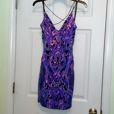 Absolutely Stunning Body Fitting Sequin Dress Never Worn.Nwot Windsor Size Xs. Purchased For My Daughter For Homecoming Dance. However, She Ended Up Not Going Such A Waste Just To Leave On A Hanger, So Beautiful Shiny Catches The Light Very Well. Purple Pink Black Blue. Please Refer To All Photos For More Details And Thank You. Dark Purple Hoco Dress, Purple Hoco Dress, Purple Hoco, Hoco Dresses Purple, Purple Sequin Dress, Purple Homecoming Dress, Hoco Dress, Homecoming Dance, Blue Sparkle