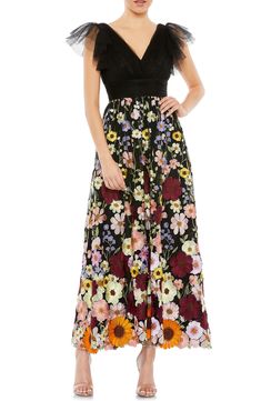 Mac Duggal Embroidered Floral Tulle Cocktail Dress | Nordstrom Mom Wedding Dress, Tulle Cocktail Dress, Floral Applique Dress, Tulle Midi Dress, Floral Cocktail Dress, Floral Sheath Dress, Maxi Dress Wedding, Midi Cocktail Dress, Applique Dress