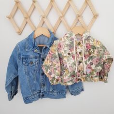 Vintage denim Guess floral jacket - Floral denim - Blue denim - Vintage jacket - Vintage Guess - Vintage Oshkosh Vintage Baby Clothes, Floral Jacket, Boys Wear, Vintage Denim, Vintage Baby, Blue Denim, Overalls, Denim Jacket