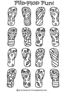 flip flop fun coloring page for kids to print out and color on the flip flops