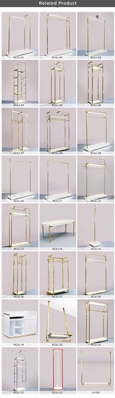 the different types of chairs and tables are shown