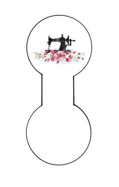 a sewing machine with flowers on the front and back of it's head in black wire