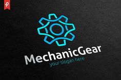 the logo for mechanical gear is shown on a black background with blue and green colors