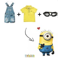 a minion is wearing overalls, sunglasses and a t - shirt