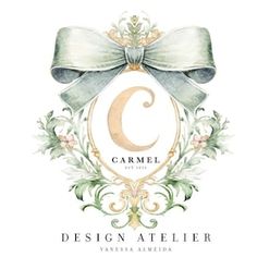 the logo for caramel design atelierr, an artisan wine label with a bow