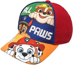 Toddler boy's baseball cap features Chase, Marshall, and Rubble from Nickelodeon's Paw Patrol series. The bright colors and large graphics are sure to please any little Paw Patrol fan. The hook and loop closure makes for easy adjusting to get the perfect fit. In multi. 100% Cotton. Spot clean only. Imported. Multicolor Snapback Baseball Cap For Sports, Fun Multicolor Sports Hat, Multicolor Flat Bill Snapback Hat For Sports, Multicolor Baseball Cap For Sports, Multicolor Sports Baseball Cap, Multicolor One Size Baseball Cap For Sports, Themed Adjustable Baseball Cap, Adjustable Multicolor Hats For Playtime, Adjustable Multicolor Hat For Play