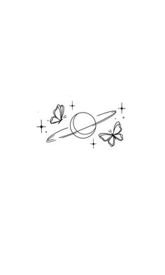 a black and white drawing of scissors and butterflies