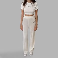 The 'Whte High Waisted Wide Pants' is perfect for formal and yet comfortable attire. Designed with a minimalistic and ultra soft fabric. The pants are made of wool and 12% cashmere True to size. Classic White Full Length Bottoms, Classic White Full-length Bottoms, Classic Fitted Off White Bottoms, Classic White Wide-leg Pants, Chic Fitted Wide-leg Sweatpants, White Fitted Classic Wide Leg Pants, Classic White Fitted Wide Leg Pants, Fitted Full-length Cream Wide Leg Pants, Fitted Cream Wide Leg Pants Full Length