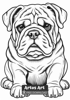 an image of a dog that is sitting down with the words artus art on it