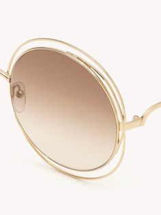 Sunglasses Gold Round Frame Sunglasses For Spring, Chloe Logo, Sunglasses Collection, Gold Frame, Order Online, Round Sunglasses, Metal Frame, Gold Metal, Chloe