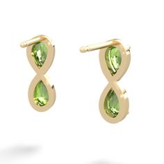 These infinity earrings feature pear-cut peridots and s. Set in timeless 14K Yellow Gold, it can become a keepsake to be handed down from generation to generation. "To see a world in a grain of sand and heaven in a wild flower, hold infinity in the palm of your hand and eternity in an hour." -William Blake. Infinity Earrings, Peridot Jewelry, William Blake, Grain Of Sand, Emerald Jewelry, Wild Flower, Pear Cut, Pear, Grain