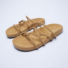 Chunky Split Leather Sandals With Tube Straps Trendy Beige Suede Sandals, Leather Strappy Sandals For Day Out, Strappy Leather Sandals For Day Out, Zara Strappy Sandals For Beach, Adjustable Leather Sandals By Zara, Trendy Suede Sandals For Summer, Trendy Zara Leather Sandals, Zara Beige Leather Sandals, Zara Open Toe Sandals For Day Out